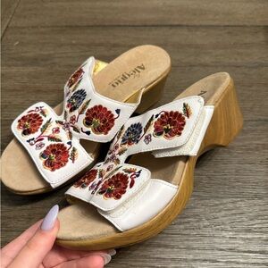 Alegria white floral heels